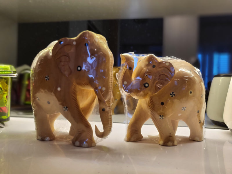 Wooden Elephant (Pair) - Inlay Work