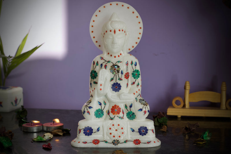 Buddha Statue (Pure White Italian Marble)