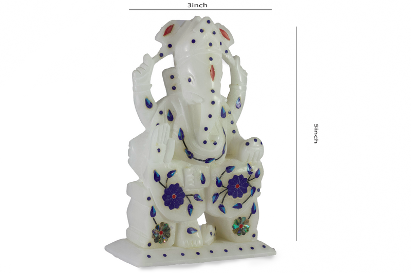 Ganesh Statue (Pure White Italian Marble)