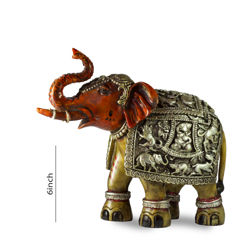 Good Luck Resin Silver Elephant Statue