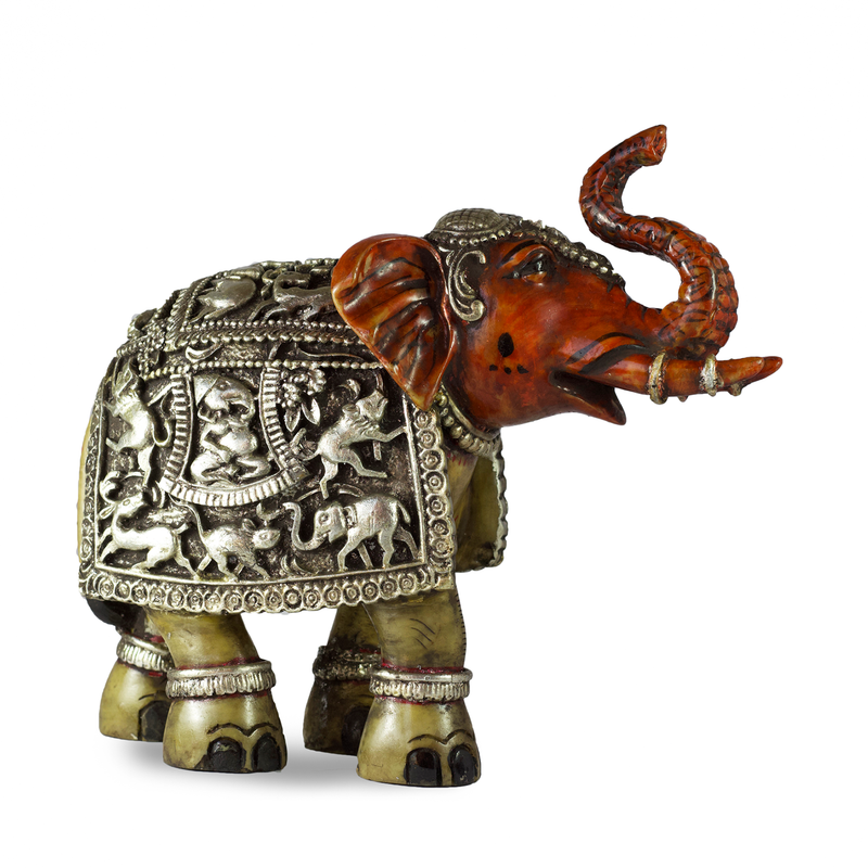 Good Luck Resin Silver Elephant Statue