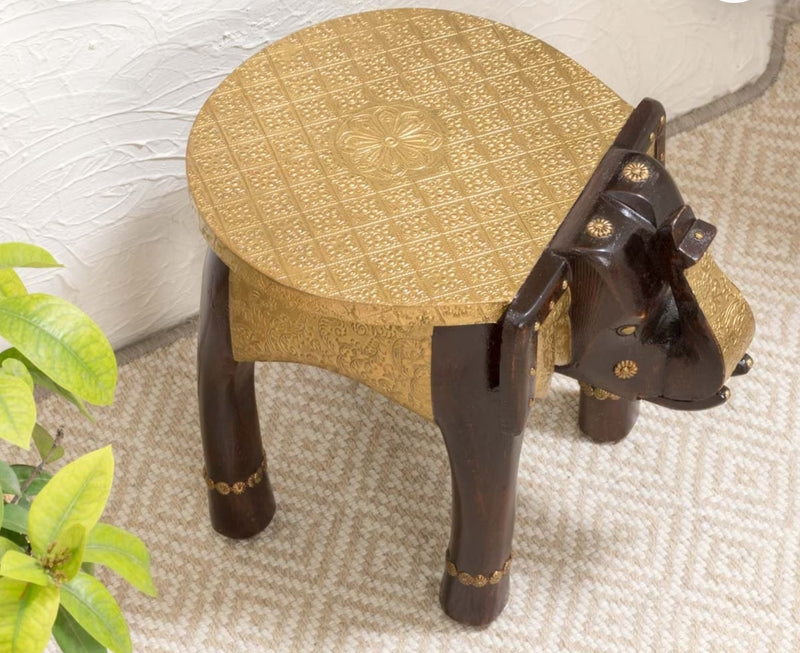 Elephant Stool - Brass