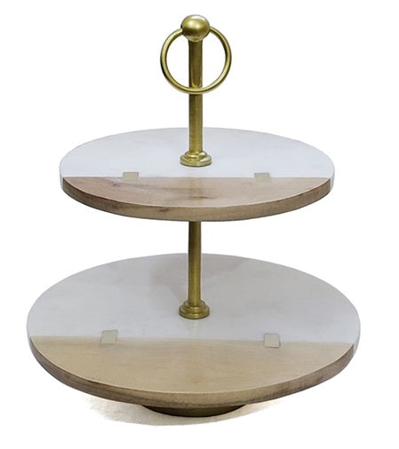 Two Tier Cake stand - Pure Marble